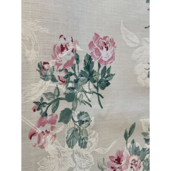 Vintage Peter Pan Cotton Fabric Pink Green Cabbage Rose Print Cottagecore 2yds - Picture 6 of 7